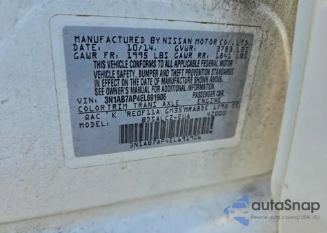 2014 Nissan Sentra S from USA, damaged, VIN 3N1AB7AP4EL691906